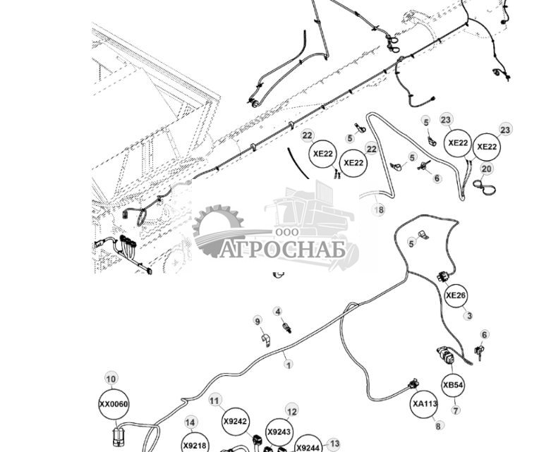 Жгут проводов разгрузочного шнека, складного 20 футов - ST827710 851.jpg